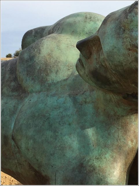 Relatively contemporary sculpture by Igor Mitoraj compliment the ruins at Agrigento.